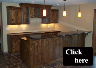 Basement Custom Kitchen Cabinets and Bar