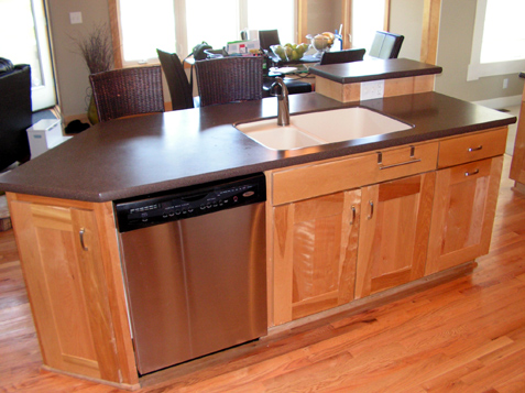 island cabinet has a custom look