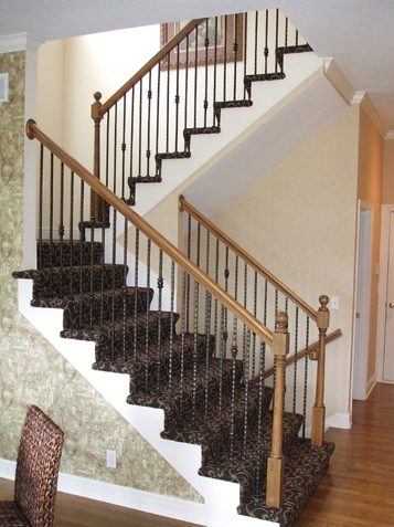 Iron Spindles replace wood balusters Leawood, Kansas