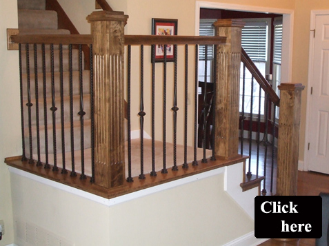 Newel Post, Wood End Caps, Handrail, and Iron Spindle Replacement