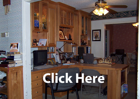 Custom Pecan Hickory Home Computer Gameroom and Office Built-in Cabinets