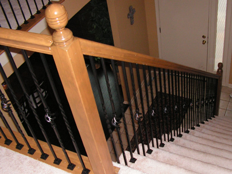 most of the handrails of this staircase had to be installed as well as new spindles