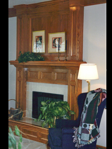 Floor to Ceiling Mantle with Shadow Boxes (Inset Base Cap P1100 Squares)